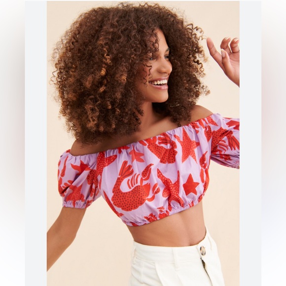 FARM Rio Lobster Sky Crop Top Sz. M - Picture 4 of 7